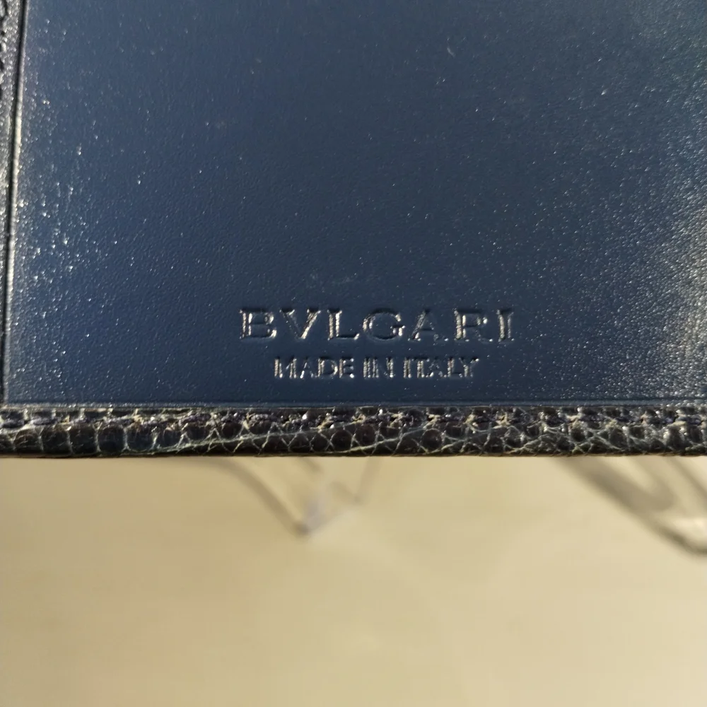 Authentic Blue Bvlgari Unisex Long Leather Wallet Made In Italy with COA